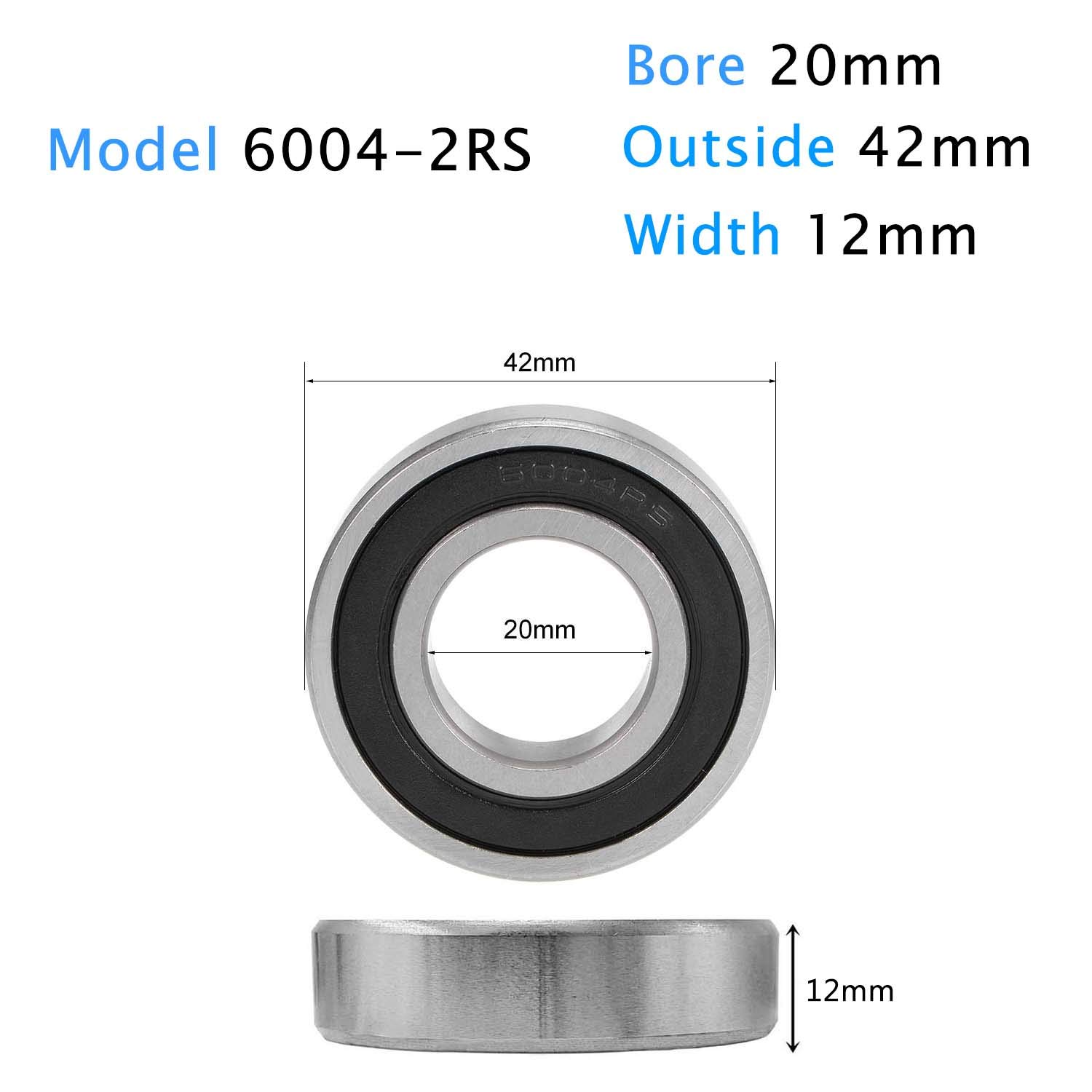 6304 Deep Groove Ball Bearings 20mm Bore 52mm OD 15mm Thick CN Open Type Chrome Steel